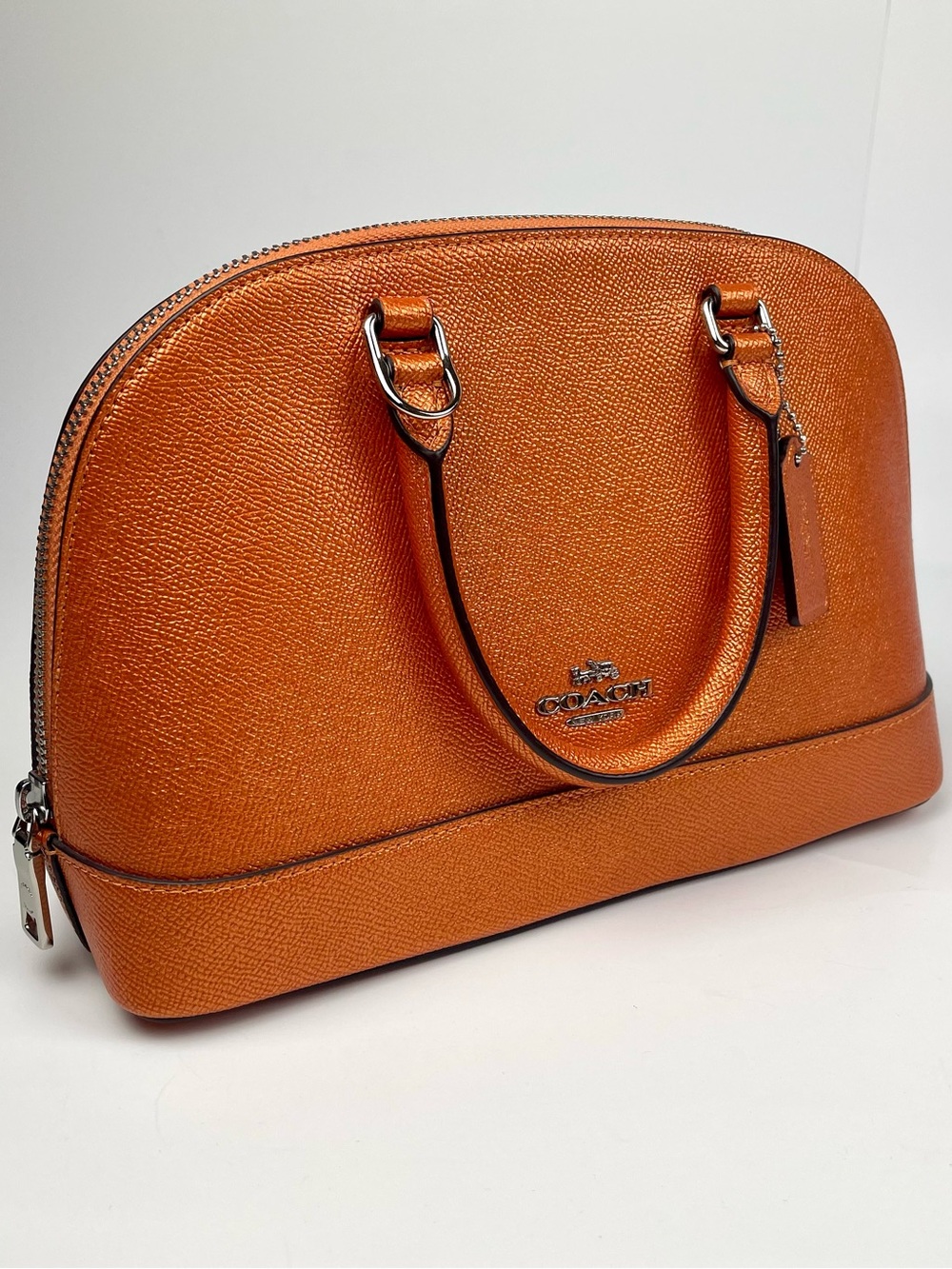 Coach Mini Satchel Metallic Tangerine Leather, NWT